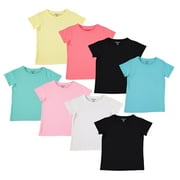 Pink Angel Girls' Tees, 8-Pack 100% Cotton Plain Solid Color Girls Tee Shirts, Size 14